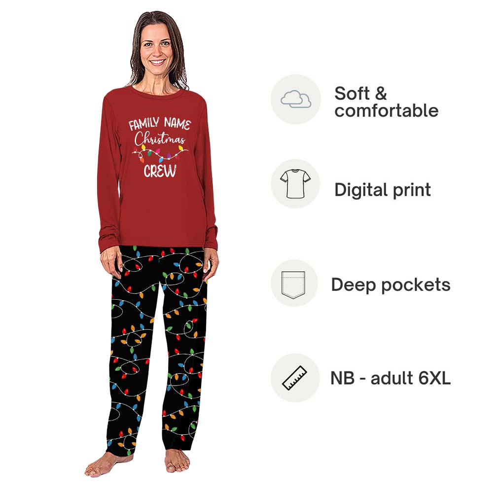 Personalized Family Name Christmas Light Matching Pajamas 2